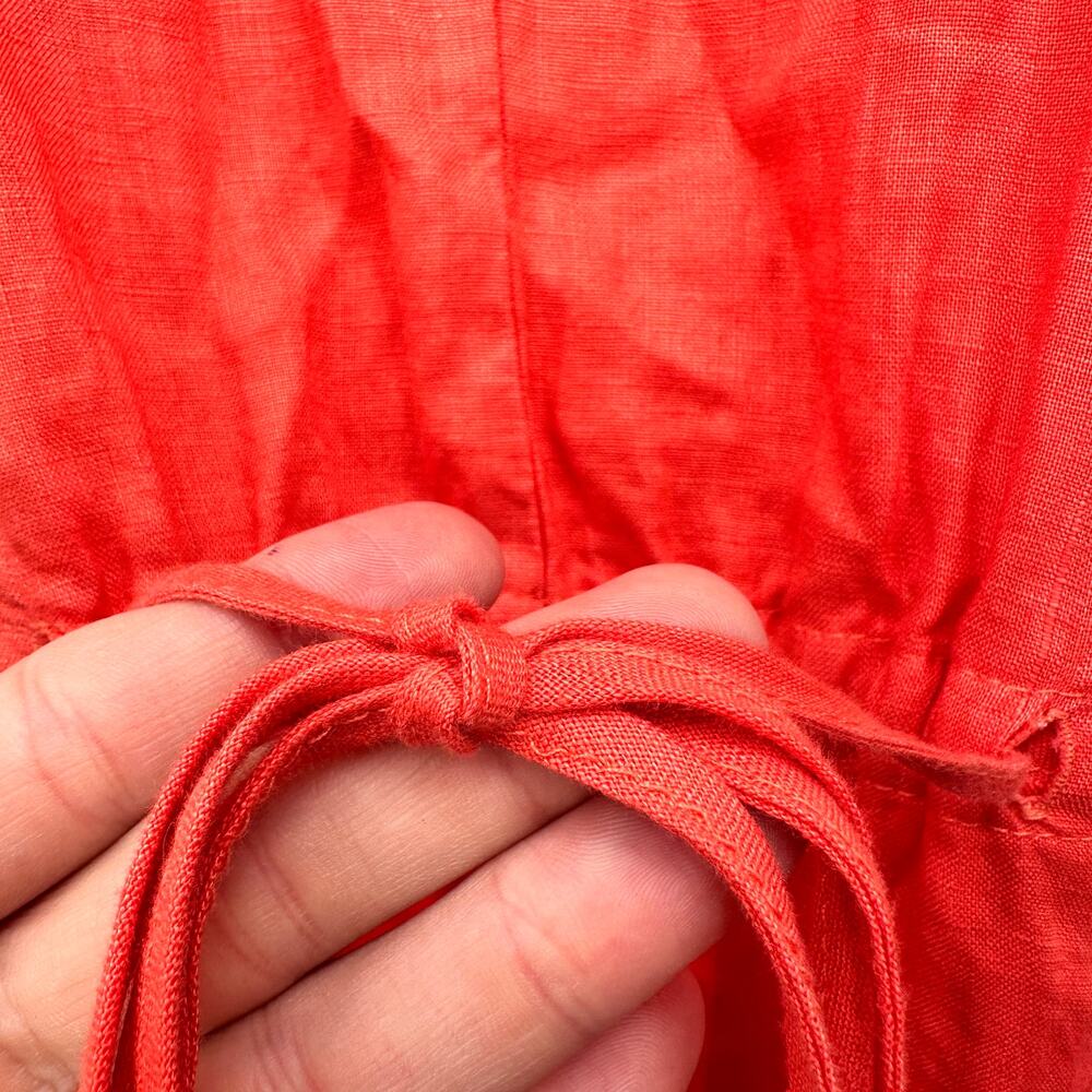 MAGASCHONI NWT Orange 100% Linen Tie Waist Midi Dress // L - Picture 3 of 11